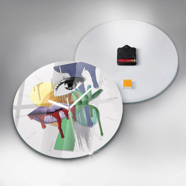 Round glass clock Surrealist collage