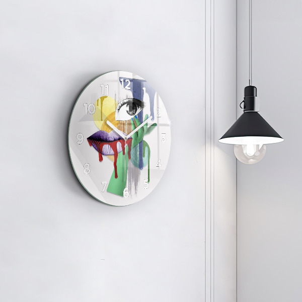 Round glass clock Surrealist collage