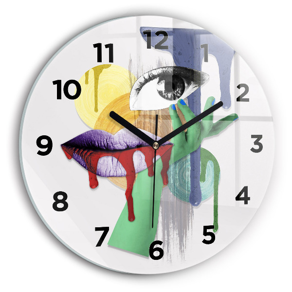 Round glass clock Surrealist collage