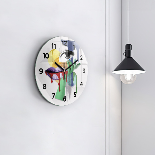 Round glass clock Surrealist collage