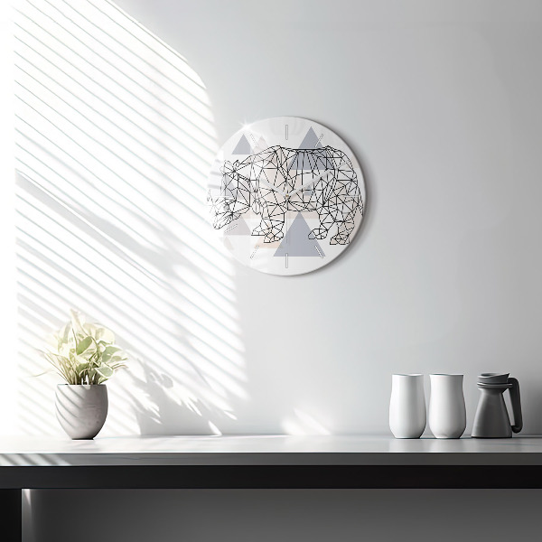 Round glass clock Geometric Pattern