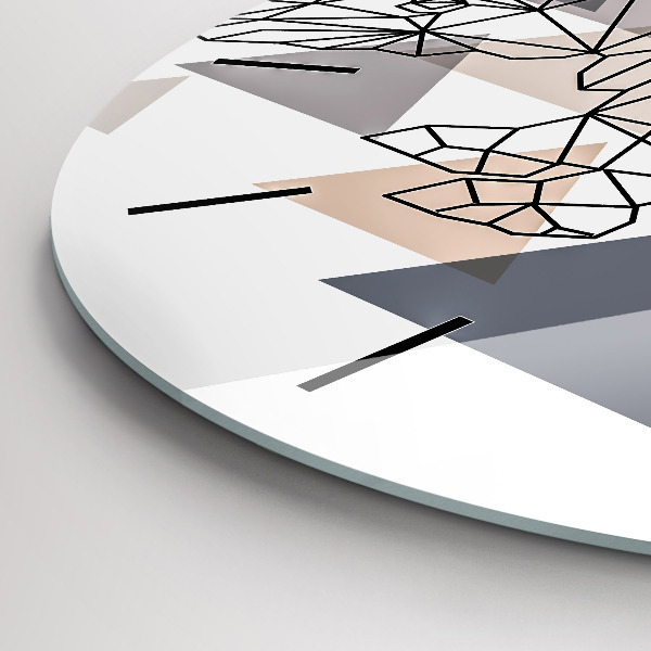 Round glass clock Geometric Pattern