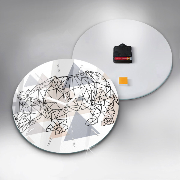 Round glass clock Geometric Pattern