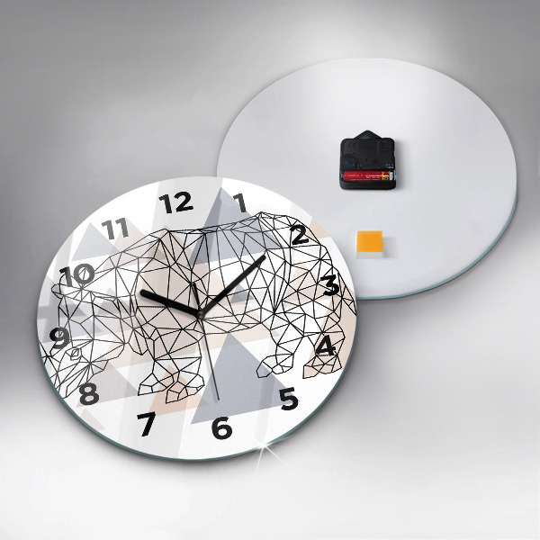 Round glass clock Geometric Pattern