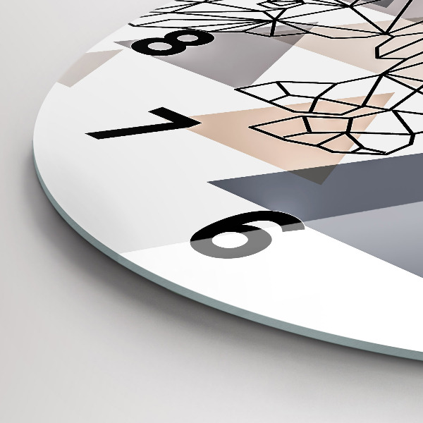 Round glass clock Geometric Pattern