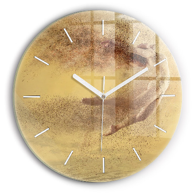 Round glass clock Woman in figure