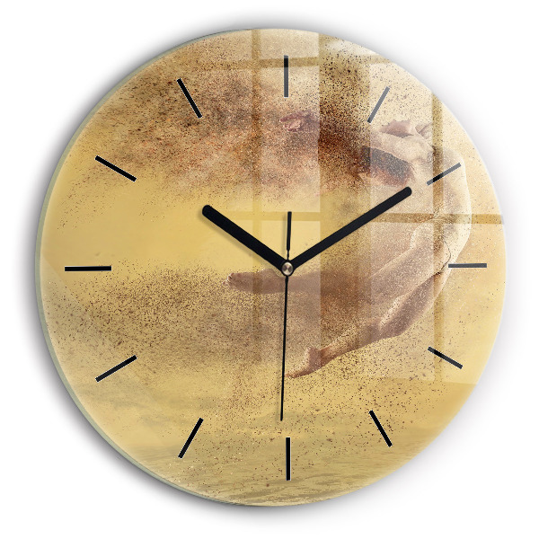 Round glass clock Woman in figure