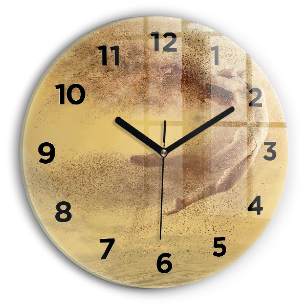 Round glass clock Woman in figure