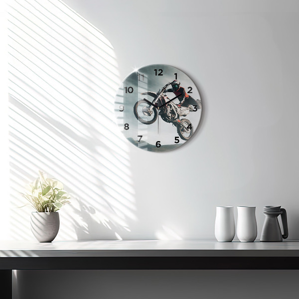 Round glass clock Motor Style Adrenaline