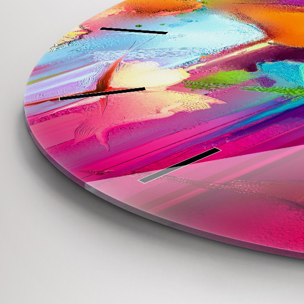 Round glass clock Abstract flowers