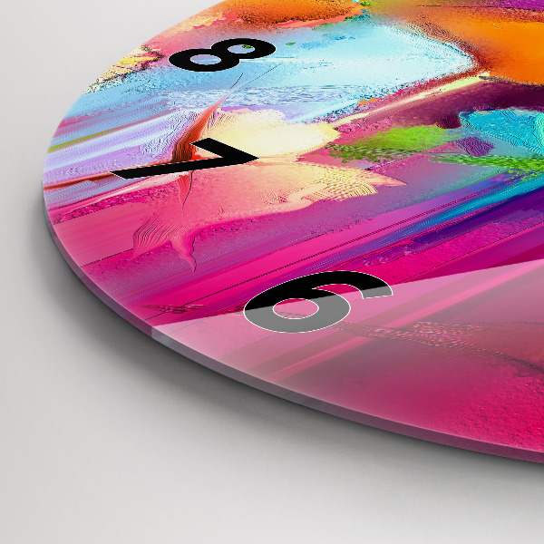 Round glass clock Abstract flowers
