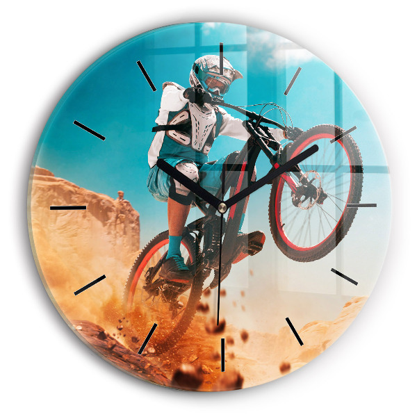 Round glass clock Stuntman and adrenaline