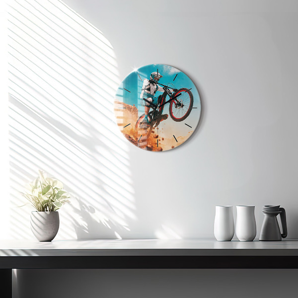 Round glass clock Stuntman and adrenaline