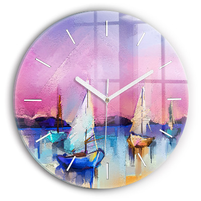 Round glass clock Seascape