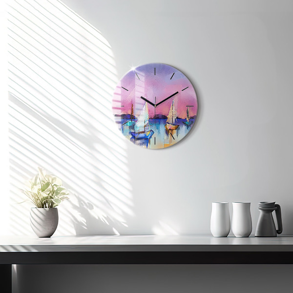 Round glass clock Seascape