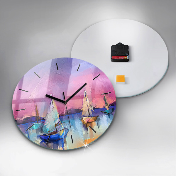 Round glass clock Seascape