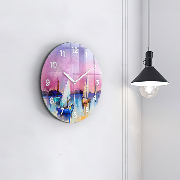Round glass clock Seascape