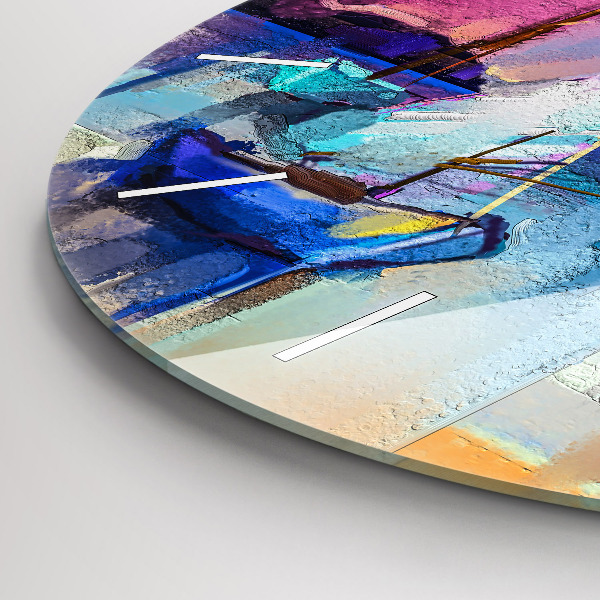 Round glass clock Seascape