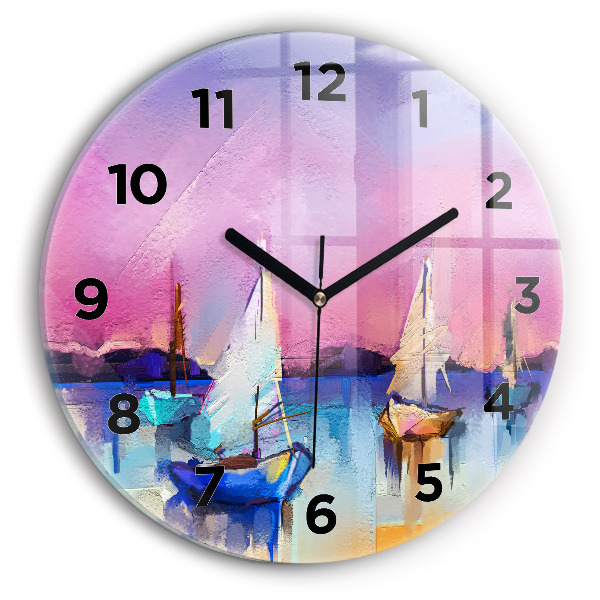 Round glass clock Seascape