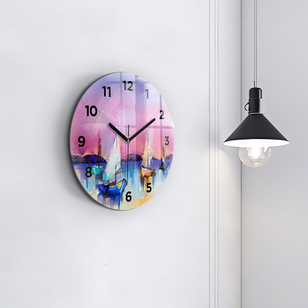 Round glass clock Seascape
