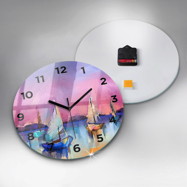 Round glass clock Seascape