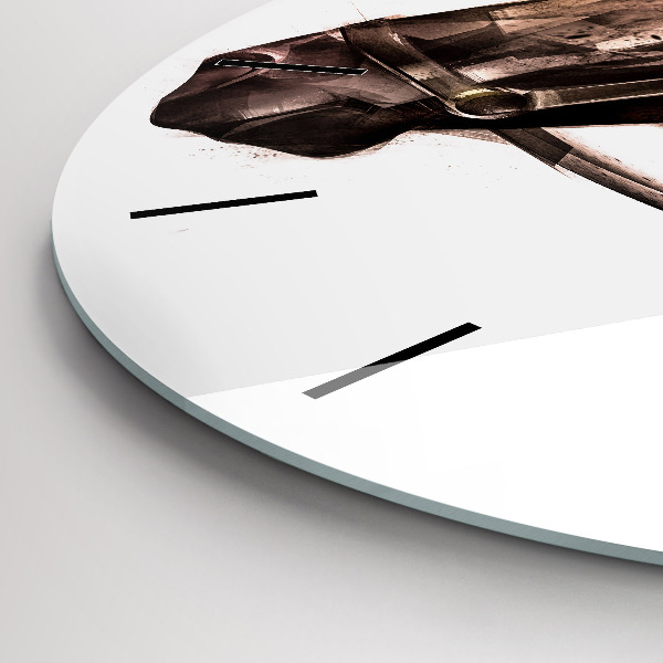 Round glass clock Painted Horse Profile