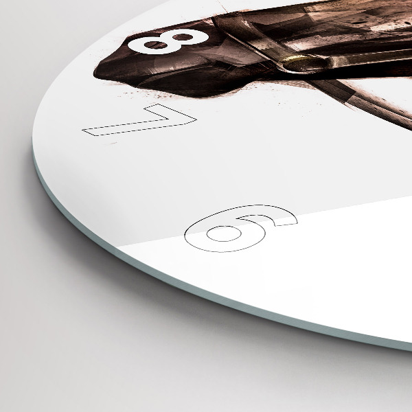 Round glass clock Painted Horse Profile