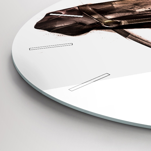 Round glass clock Painted Horse Profile