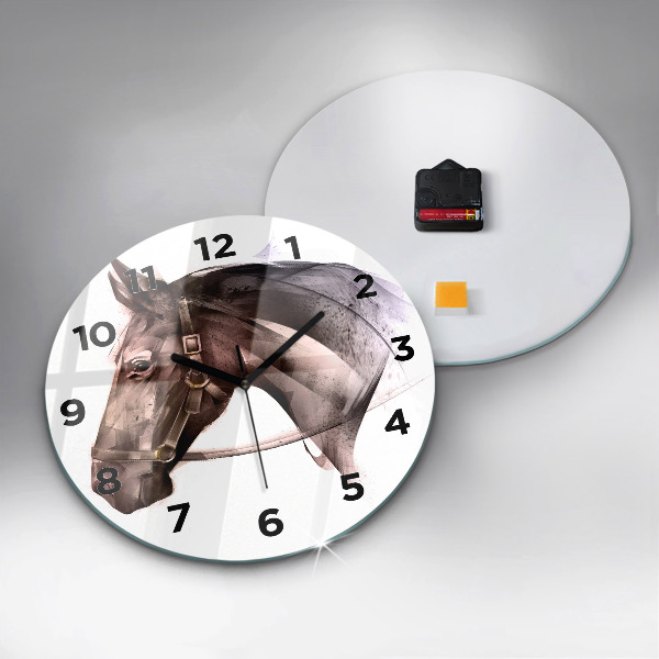 Round glass clock Painted Horse Profile