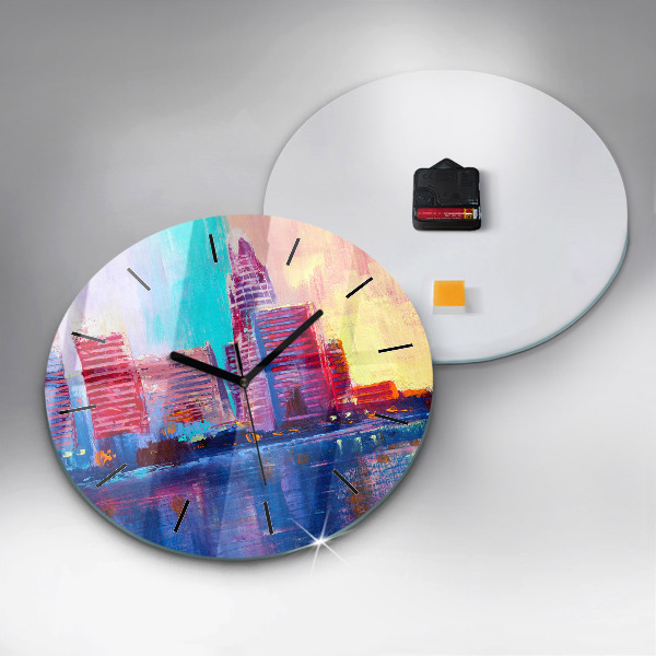 Round glass clock Skyscraper abstraction