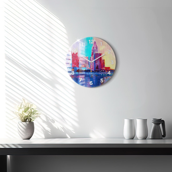 Round glass clock Skyscraper abstraction