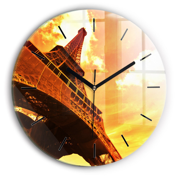 Round glass clock The Eiffel Tower in Paris
