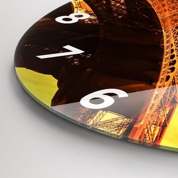 Round glass clock The Eiffel Tower in Paris