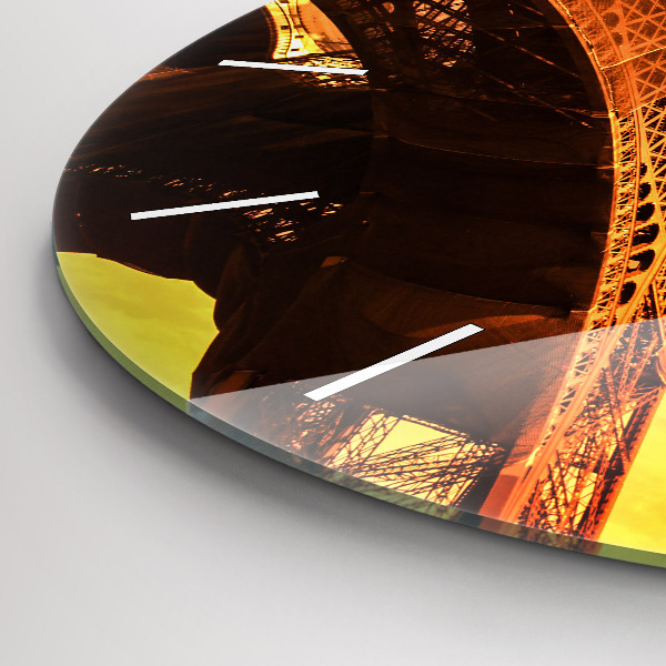 Round glass clock The Eiffel Tower in Paris