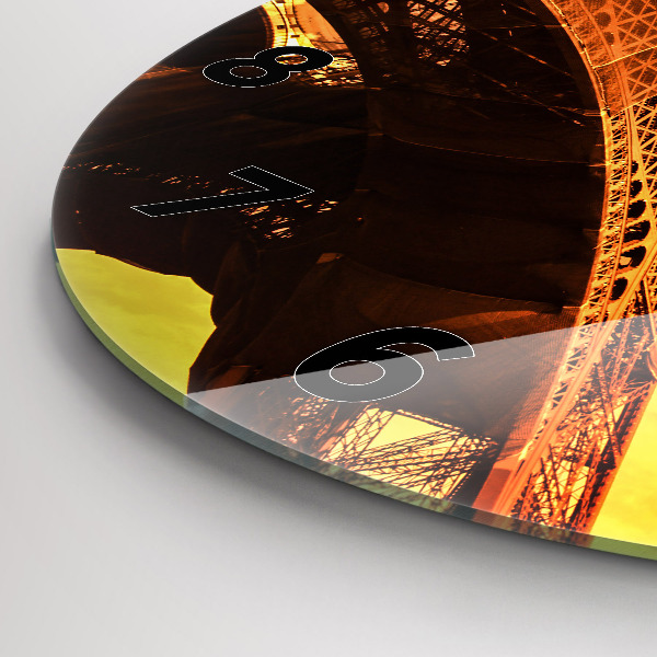 Round glass clock The Eiffel Tower in Paris