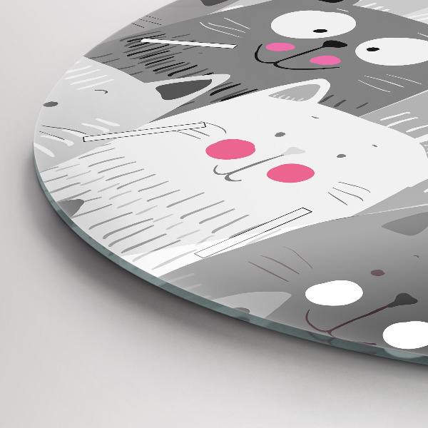 Round glass clock Pattern with cats