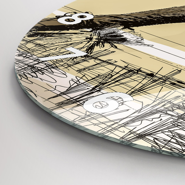 Round glass clock Woman picking rice