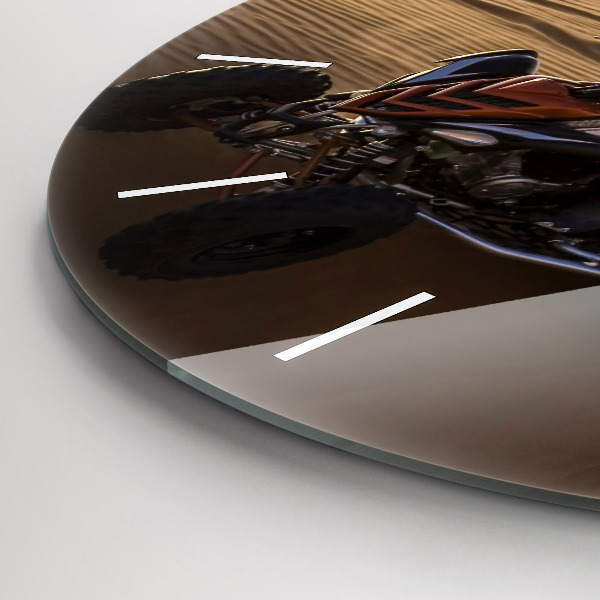 Round glass clock Quad in the desert