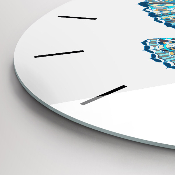 Round glass clock Owl in flight
