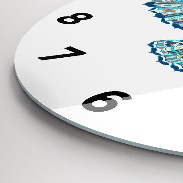 Round glass clock Owl in flight