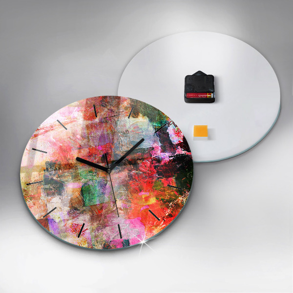 Round glass clock Abstract composition