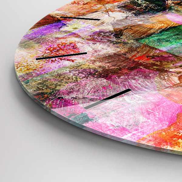 Round glass clock Abstract composition