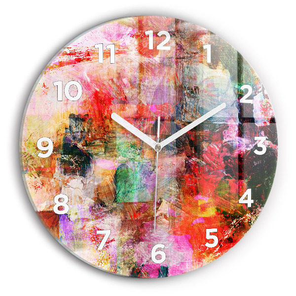 Round glass clock Abstract composition