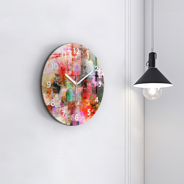 Round glass clock Abstract composition