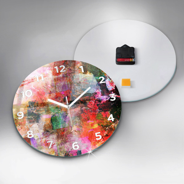 Round glass clock Abstract composition