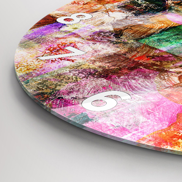 Round glass clock Abstract composition