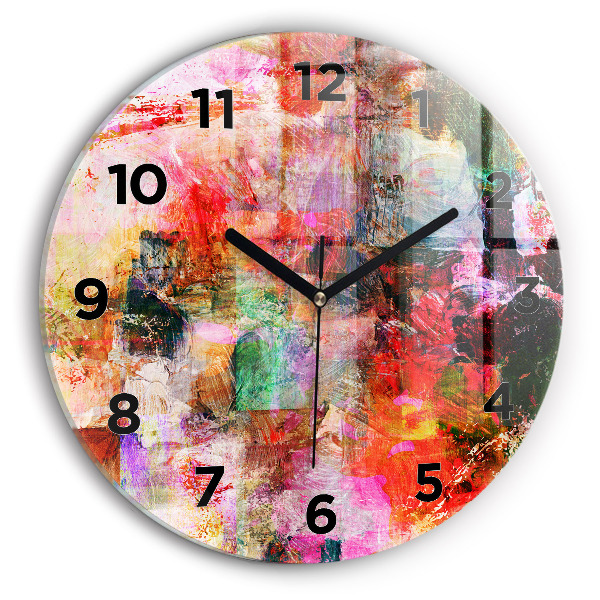 Round glass clock Abstract composition