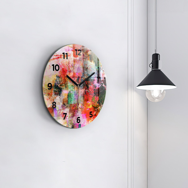 Round glass clock Abstract composition