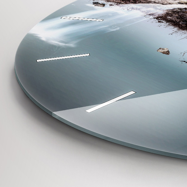 Round glass clock Flying Island and Waterfall