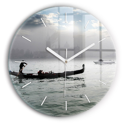 Round glass clock Gondola in Venice